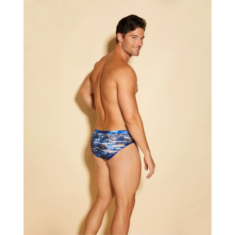 Cosabella Never Say Never Men's Lace Comfort Micro Brief Blue Print Size S